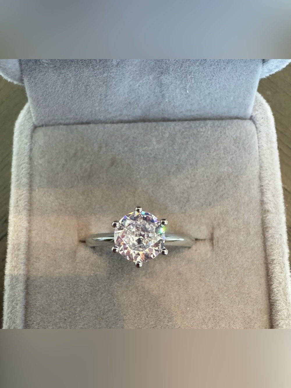 Moissanite 1.5 CT Solitaire silver Setting Size 6